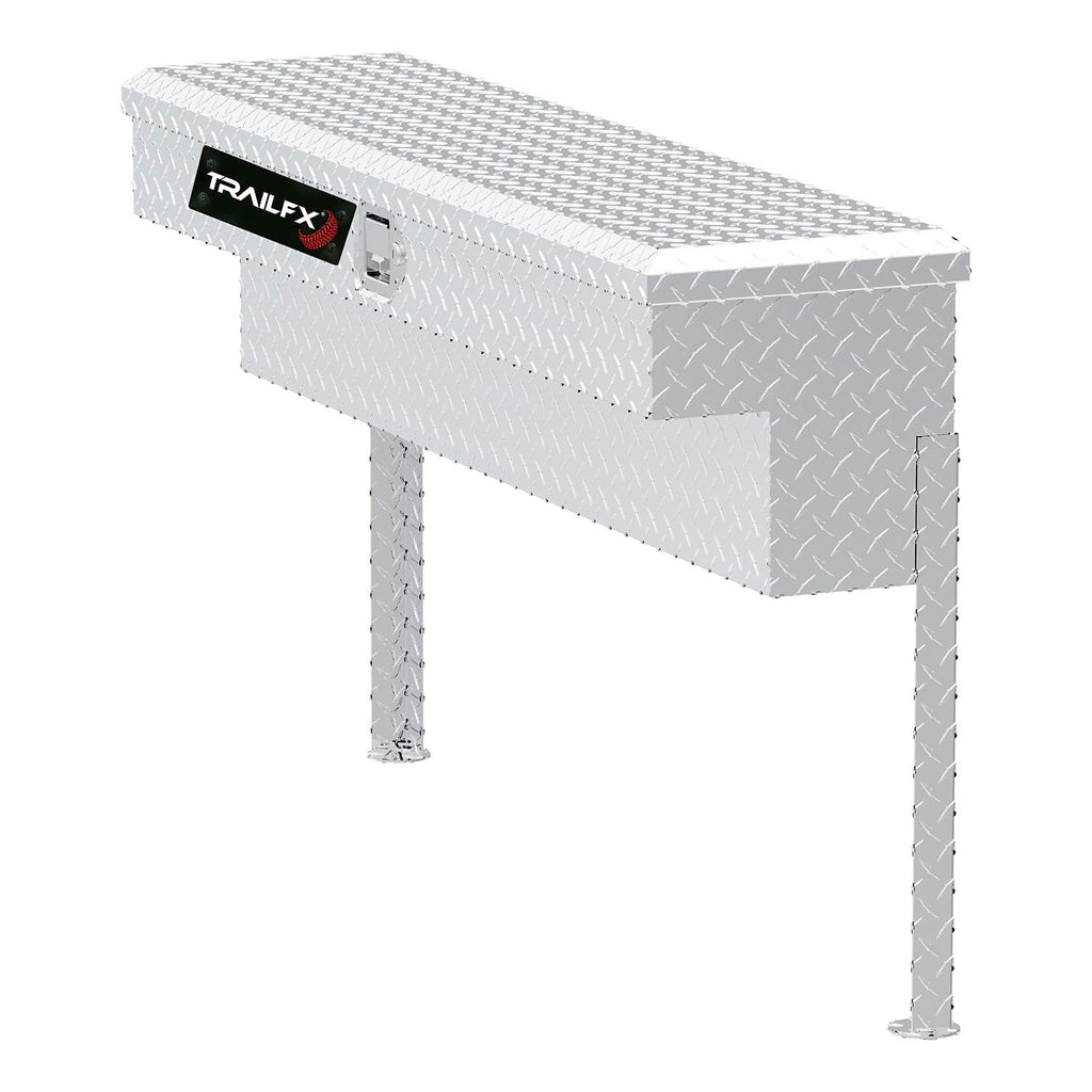 TrailFX Side Mount Tool Box Single Lid with Struts Polished 16-Gauge Diamond Tread Aluminum 3 Cubic Foot 48" Length x 11-1/4" Width x 11" Height Bright Finish TrailFX 160481