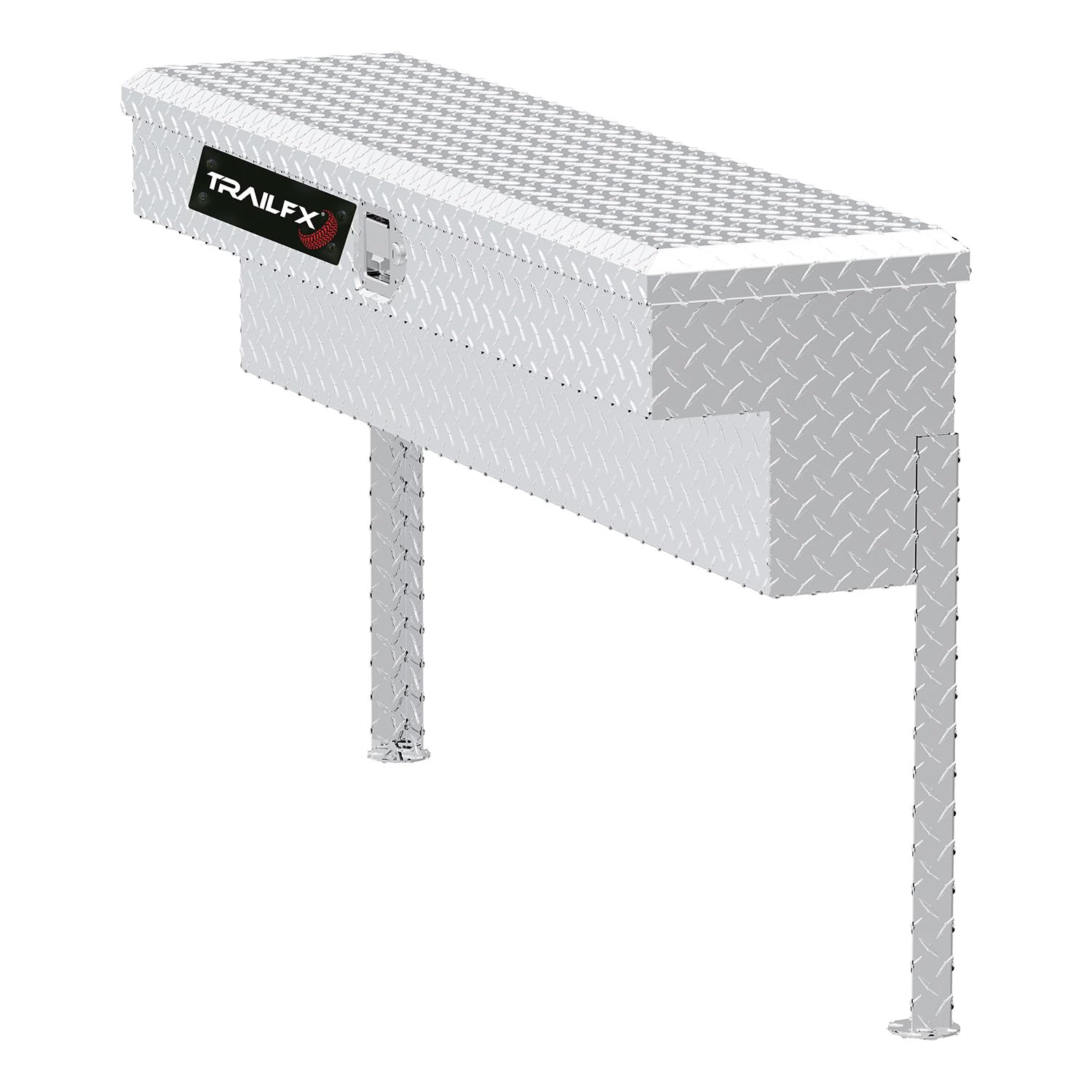 TrailFX Side Mount Tool Box Single Lid with Struts Polished 16-Gauge Diamond Tread Aluminum 3 Cubic Foot 48" Length x 11-1/4" Width x 11" Height Bright Finish TrailFX 160481