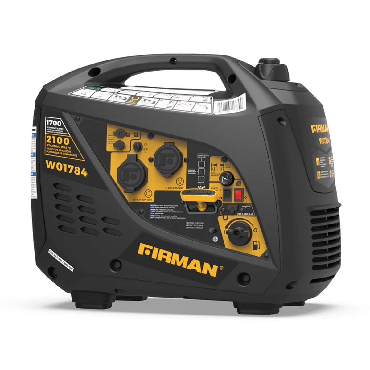 Firman W01784 Portable Generator with Built-in Parallel Kit - 2100/1700W