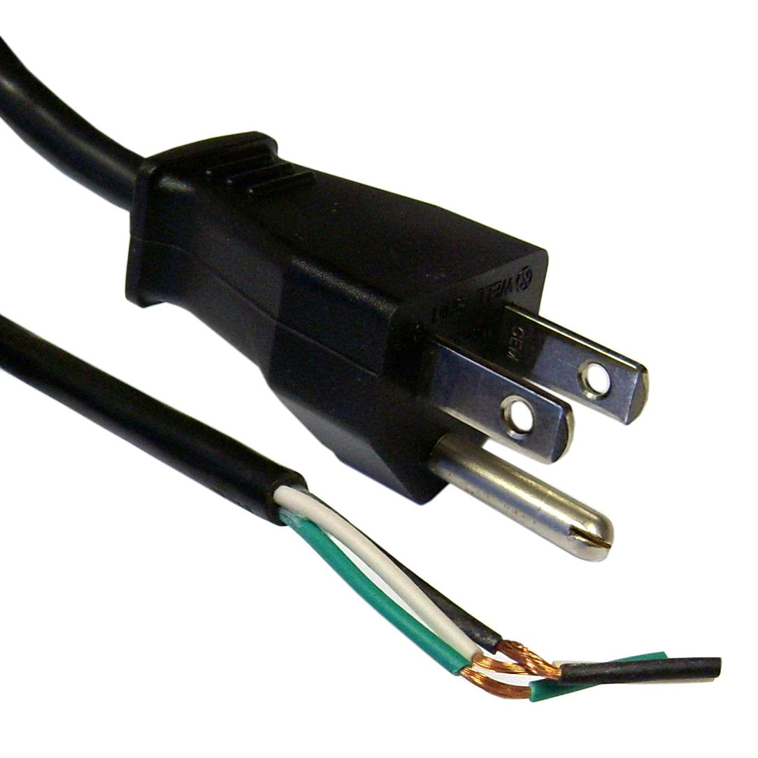 NEMA 5-15P to Standard Roj Power Cord, Black, 18/3 (18AWG 3 Conductor) SVT, 10 Amp / 125 Volt, 6 Foot
