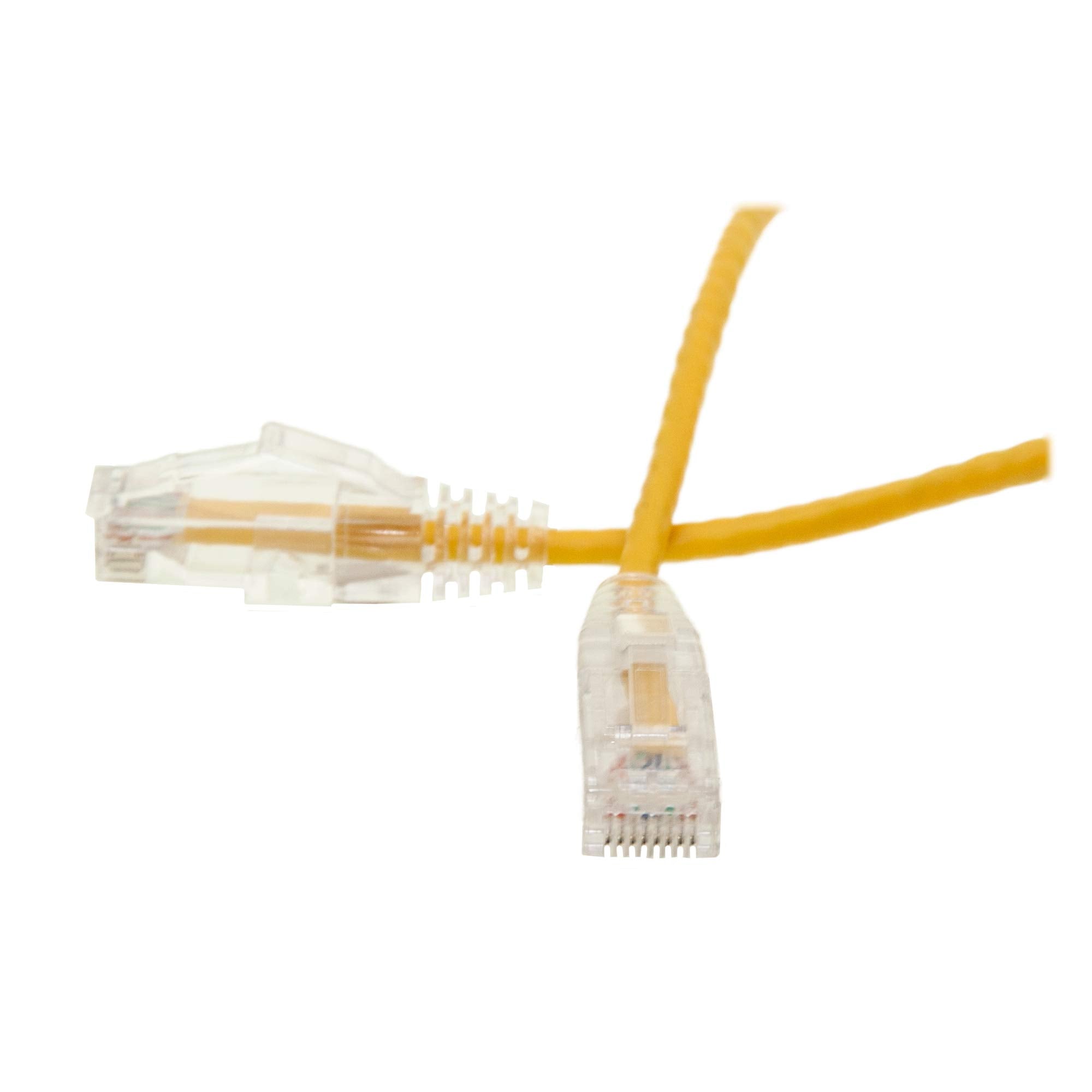 Cat6 Slim Ethernet Patch Cable, 28AWG, ETL Approved, RJ45 Gold Plate Connector Snagless/Boot Unshielded Twisted Pair (UTP), Internet Network Patch Cable, Yellow, 6 inch, Cable Wholesale