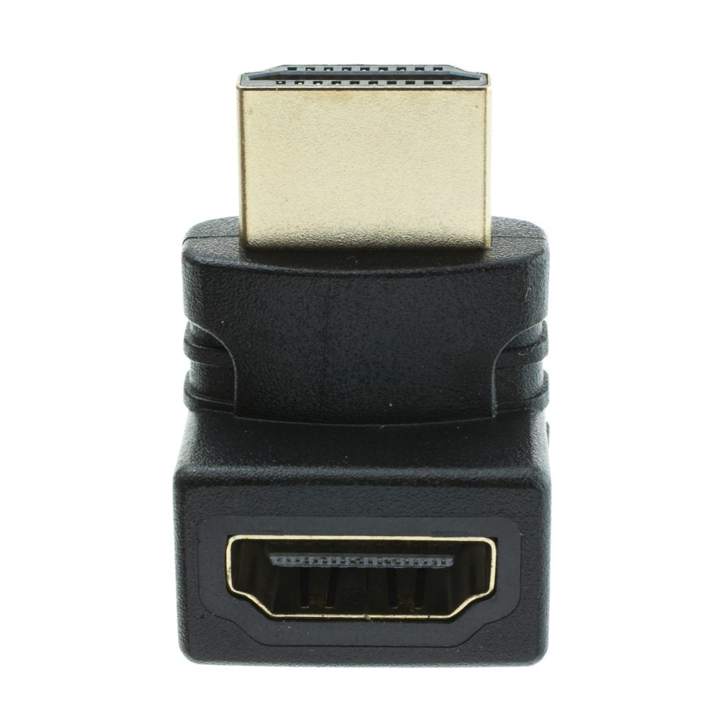CableWholesale HDMI High Speed Vertical 90 Degree Elbow Adapter - Up, HDMI Type-A Male to HDMI Type-A Female, 4K 60Hz, Black