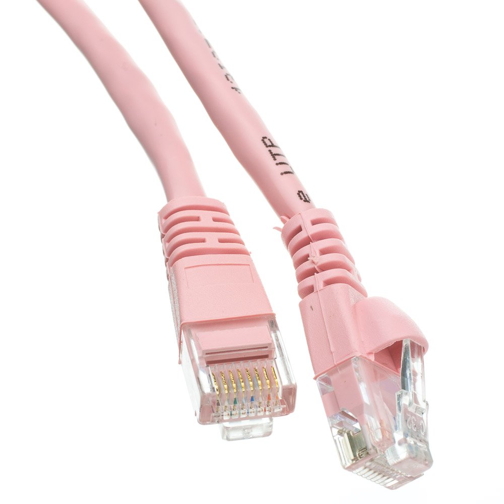 CableWholesale Cat6 Ethernet Cable, 24AWG, RJ45 Gold Plate Connector, 4 Pair Stranded Copper, Snagless Boot Unshielded Twisted Pair (UTP) Internet Network Patch Cable, 1 Foot, Pink