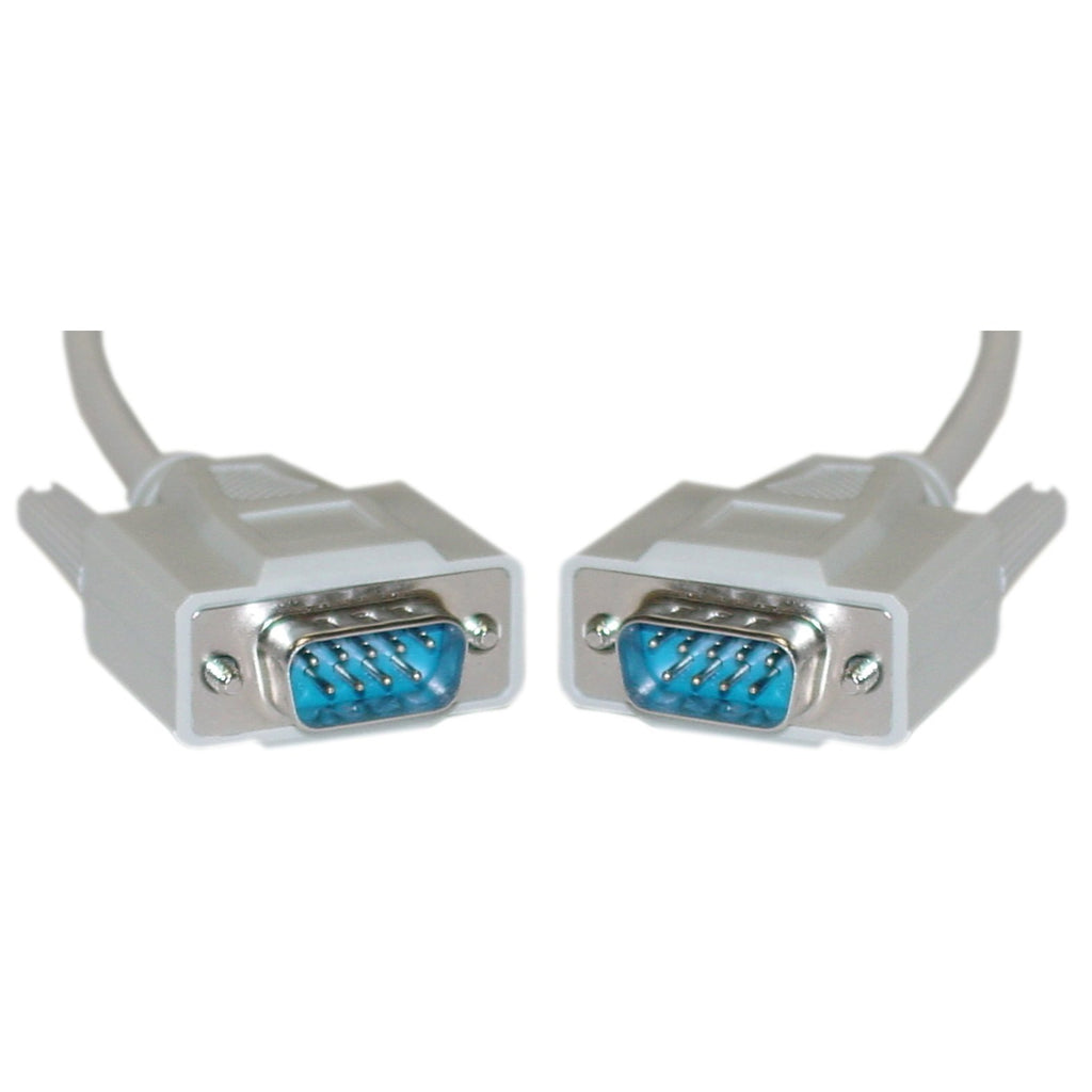 CableWholesale 6 feet Serial Cable, DB9 Male to Male, 28 AWG, 9 Conductor, 1:1, Beige, RS-232 for Printer, Modems, Networks, UL Rated, 9 Pin Serial Cable Male to Male