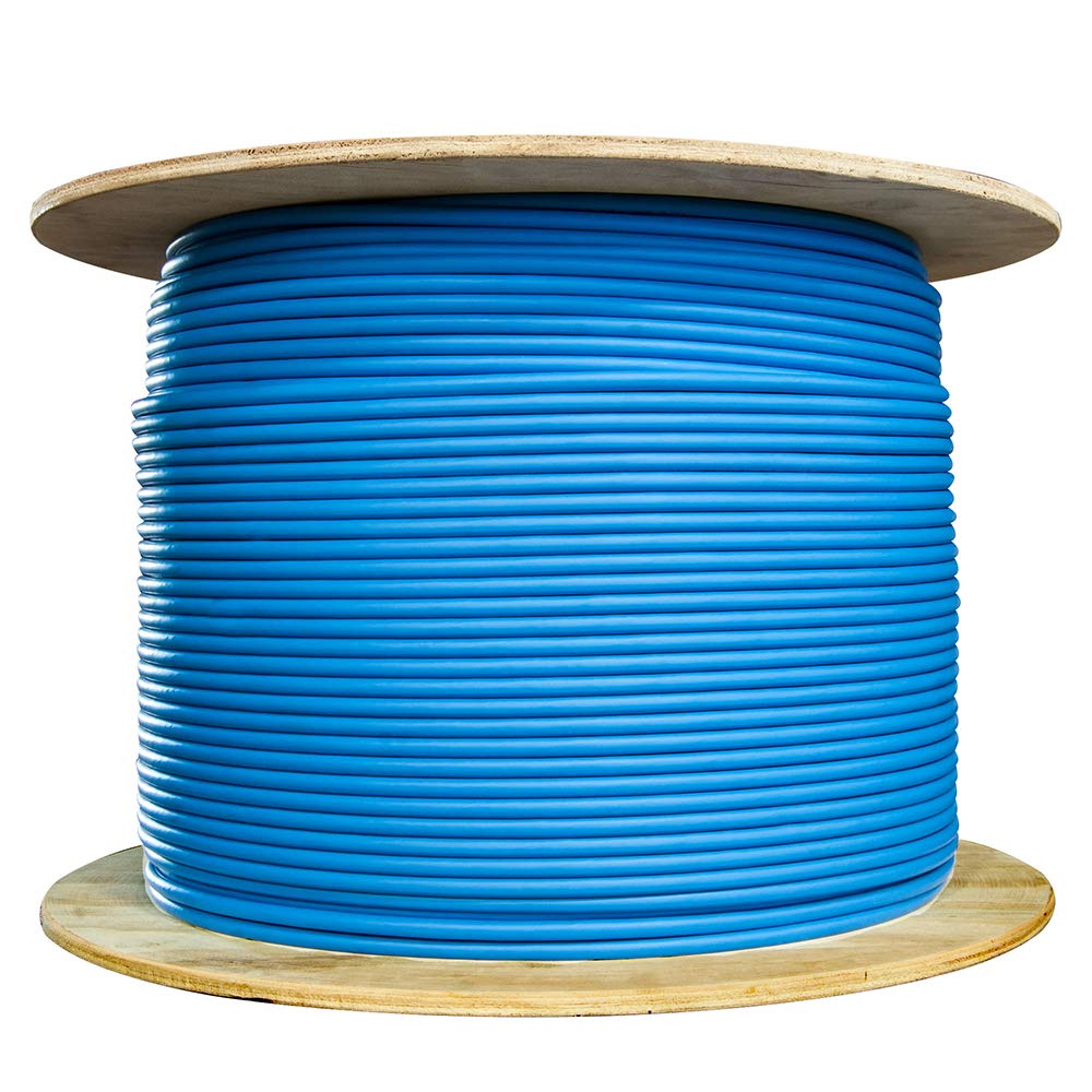 1000 Foot Bulk Shielded Cat6a Ethernet Cable, F/UTP, Stranded Copper, Spool, 26AWG, 500Mhz, 10Gig Network Patch Cable, 1000 feet Spool, Blue, CableWholesale