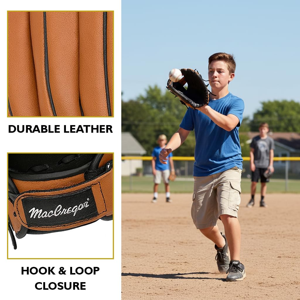 MacGregor Youth Fielder's Glove, Fits on Left Hand, Orange, 12 1/2-Inch