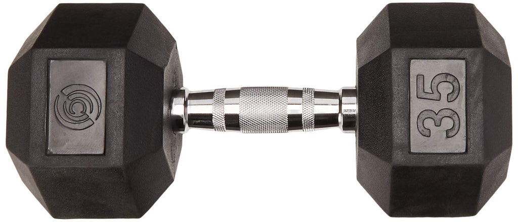 Champion Rubber Encased Solid Hex Dumbbell, 35-Pound