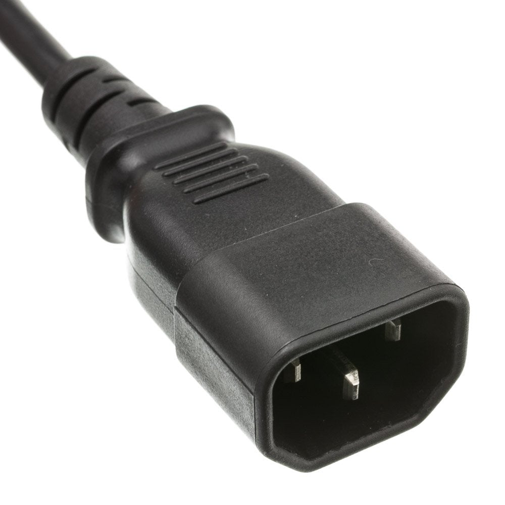 12 feet Computer/Monitor Power Extension Cord, C13 Female to C14 Male Plug, 3 Pin, 18 AWG, SVT, 10 Amp, Power Extension Cable for PC/Monitor, C13 to C14 Power Extension Cord, Black, CableWholesale