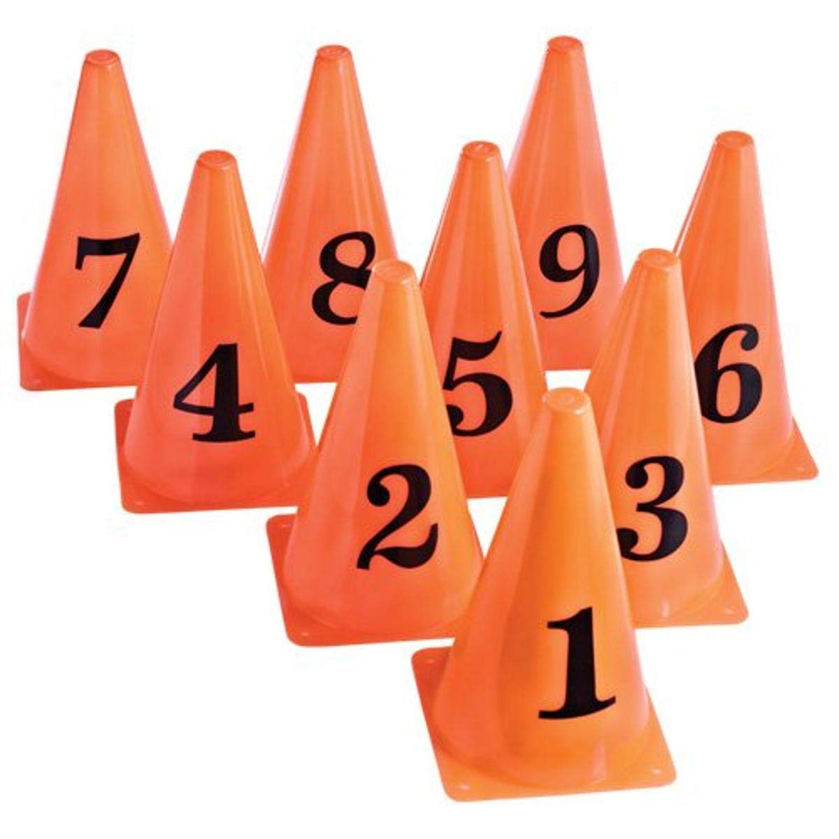 US Games 9" Lightweight Orange Cones W/Numbers