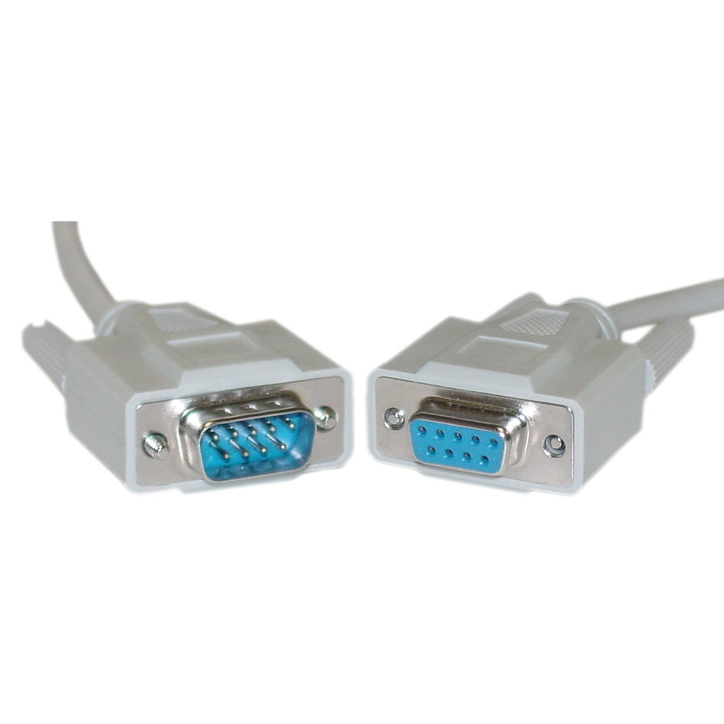 CableWholesale 1 feet Serial Extension Cable, DB9 Male to Female, 28 AWG, RS232 9 Conductor, 1:1, Beige, Male to Female Serial Extender for Printer, Modems, Networks, DB9 RS232 Male to Female Cable