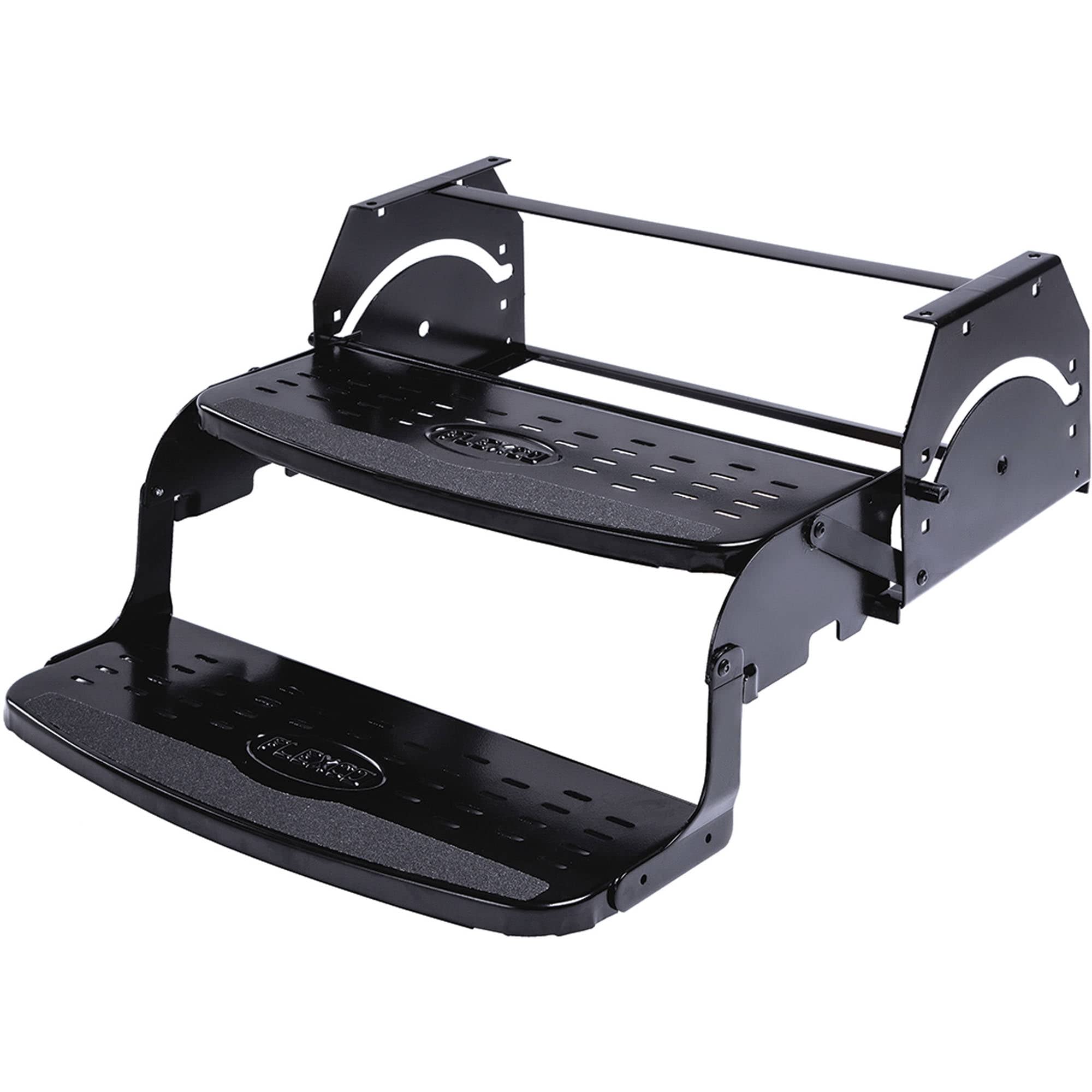 Stromberg Carlson Manual RV Step SMFP-2120 – Foldable Camper Stairs for Trailer Entry, Portable Double Pull Out Platform for RV, Rust Resistant Construction, Exterior Camper Step, 20" Non-Skid Design