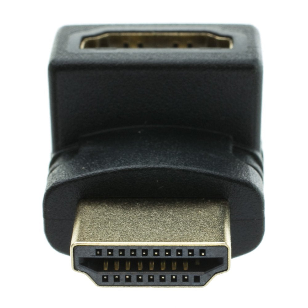 CableWholesale HDMI High Speed Vertical 90 Degree Elbow Adapter - Up, HDMI Type-A Male to HDMI Type-A Female, 4K 60Hz, Black
