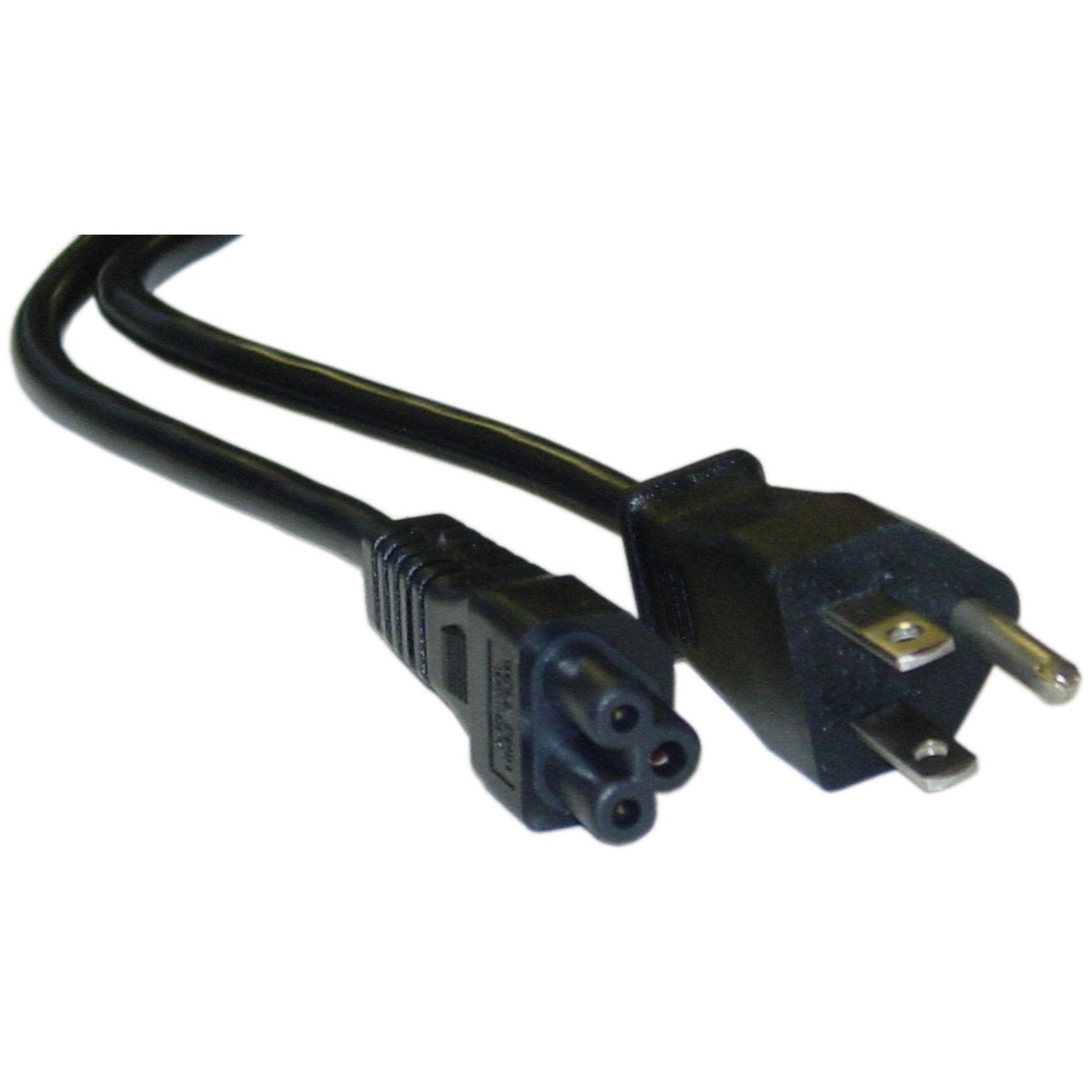 Notebook/Laptop Power Cord, Polarized NEMA 5-15P Male to C5 Female Plug, 3 Pin, 18 AWG, Laptop Power Supply Cable, Black, 3 Feet