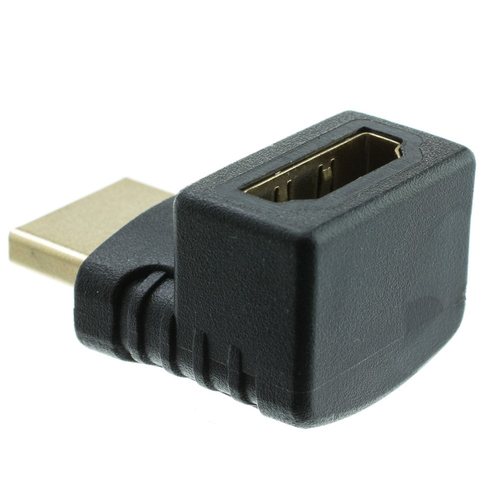 CableWholesale HDMI High Speed Vertical 90 Degree Elbow Adapter - Up, HDMI Type-A Male to HDMI Type-A Female, 4K 60Hz, Black
