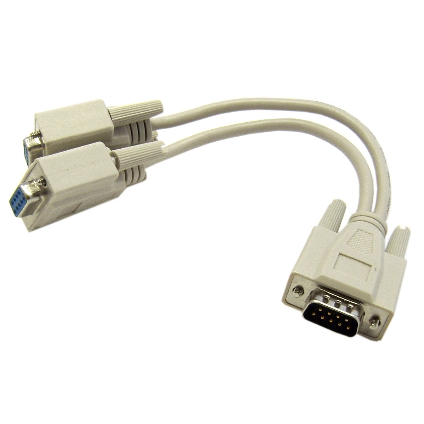 CableWholesale DB9 Serial Y Adapter, DB9 Male to Dual DB9 Female, 8 inch