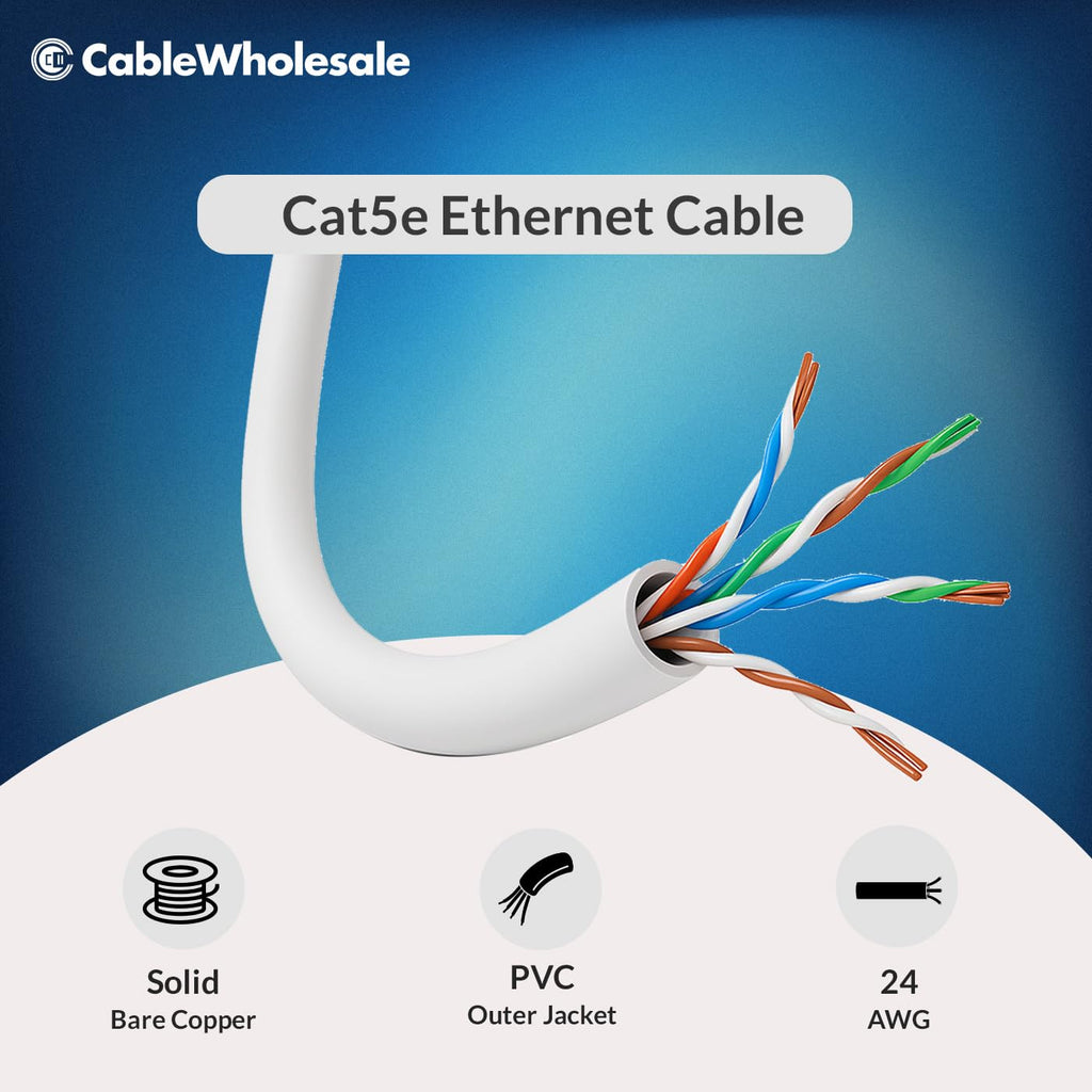 CableWholesale Cat5e Ethernet Cable 1000 Foot, Riser Rated (CMR), 24 AWG, Solid Pure Copper, Unshielded Twisted Pair(UTP) with Pull Box, Gray