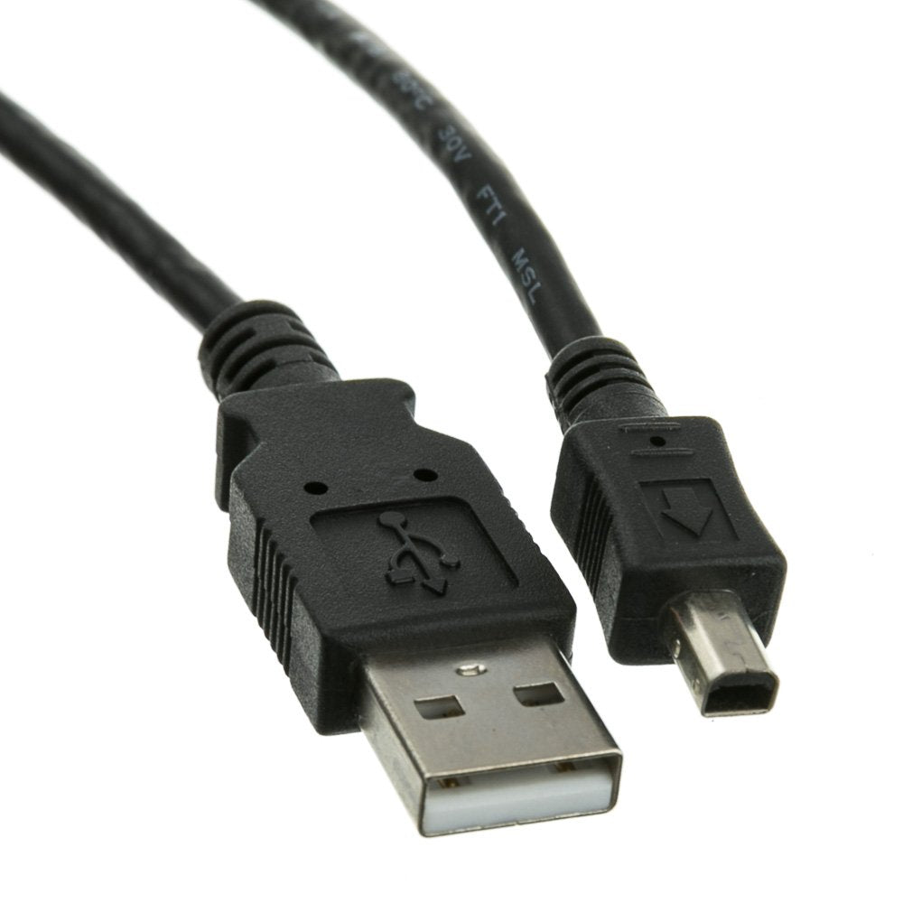 CableWholesale Black USB Type A Male to 4 Pin Mini-B Male Cable, 6 Feet - USB 2.0 Cable for Devices with Mini 4 Pin USB
