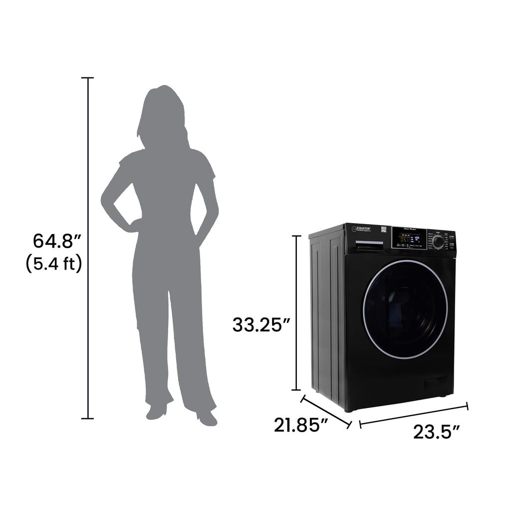 Equator Compact Washer 1.6cf/15lbs PET CYCLE 15 Programs 110V in Black