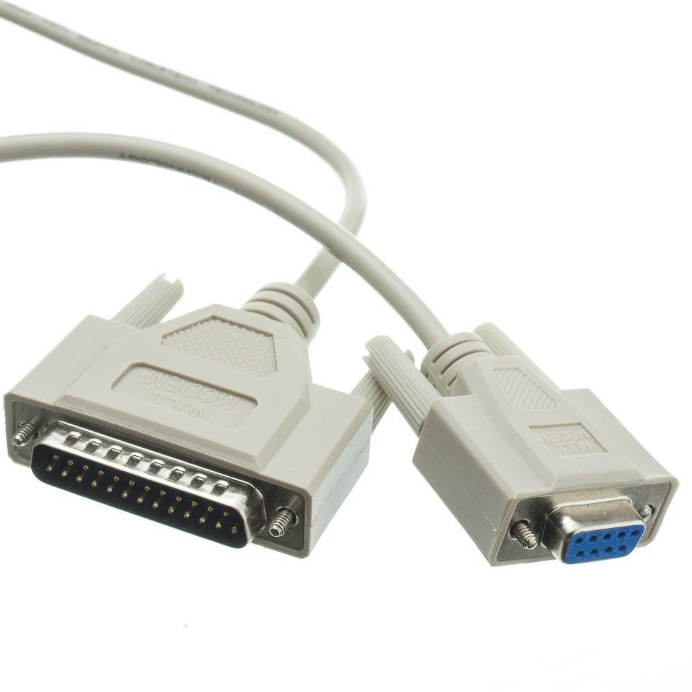 CableWholesale 6-Foot DB9 Female/DB25 Male Null Modem Serial Cable RS232 (10D1-21306)