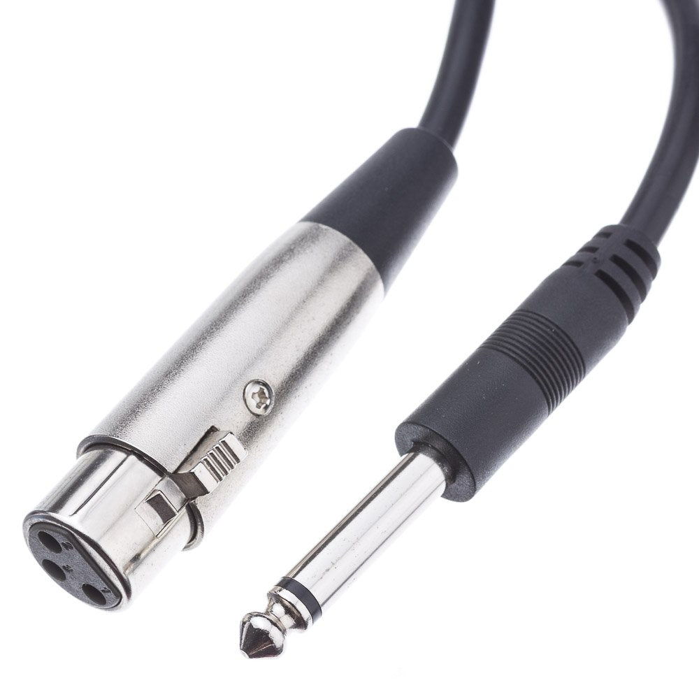 CableWholesale 3-Pin XLR Female to 1/4" Mono Male Audio Cable, 24 AWG Microphone Cable, 15 feet