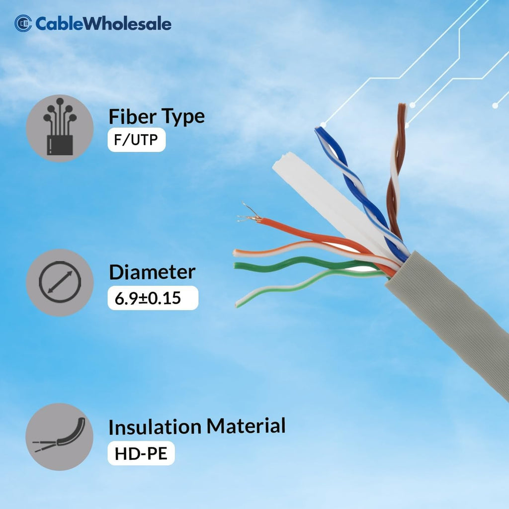 CableWholesale 1000 Foot Bulk Shielded Cat6a Ethernet Cable, F/UTP, Stranded Copper, Spool, 26AWG, 500Mhz, 10Gig Network Patch Cable, 1000 feet Spool, Gray