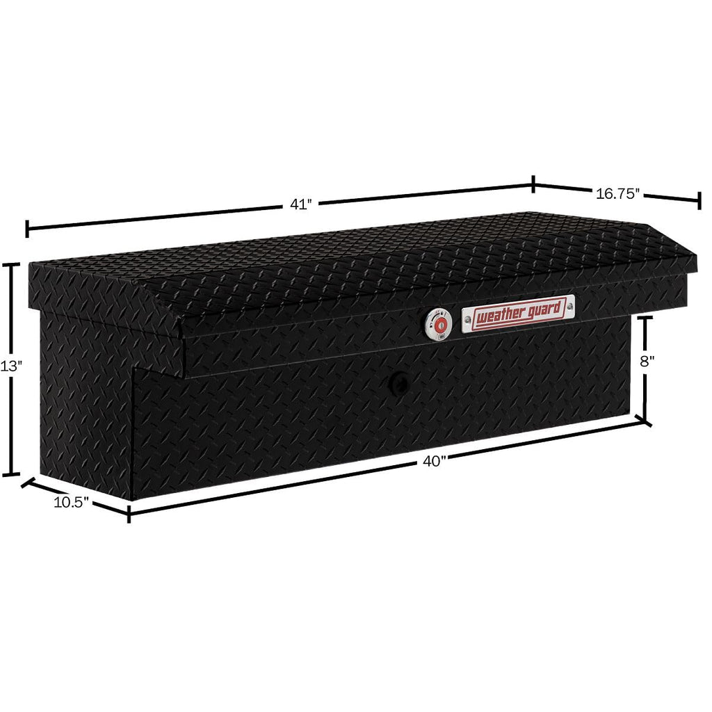 Weather Guard Model 180-5-04 41in Low Profile Lo-Side Box, Aluminum, Gloss Black, 3.0 cu ft