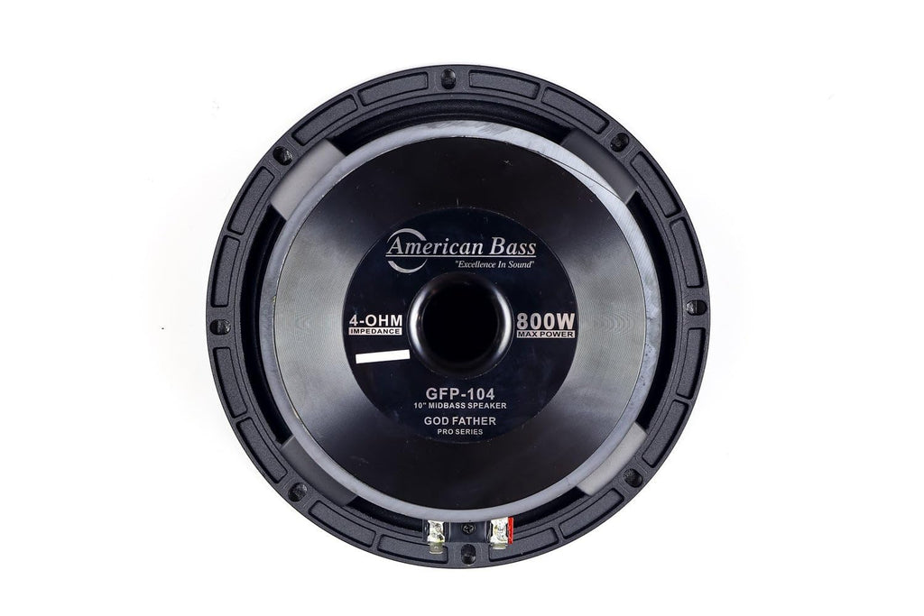 AVD. American Bass Godfather 10 Midrange Car Speaker, 800 Watt Maximum Power, Mid Bass Car Audio Stereo Woofer Loudspeaker, 10 inch 4 Ohm Voice Coil
