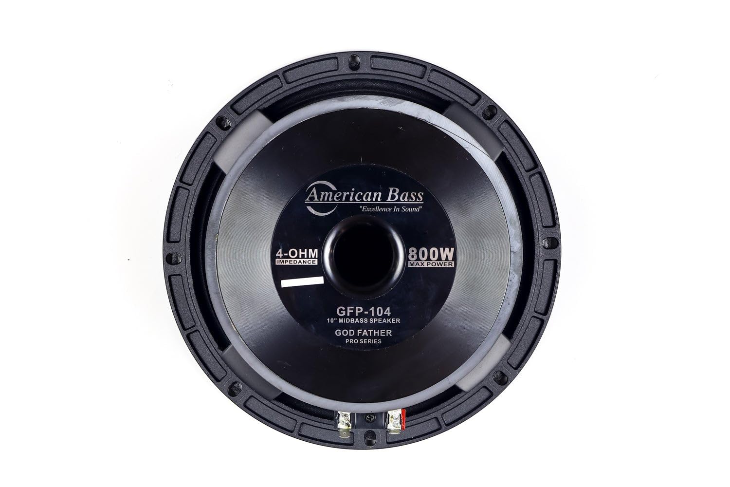 AVD. American Bass Godfather 10 Midrange Car Speaker, 800 Watt Maximum Power, Mid Bass Car Audio Stereo Woofer Loudspeaker, 10 inch 4 Ohm Voice Coil