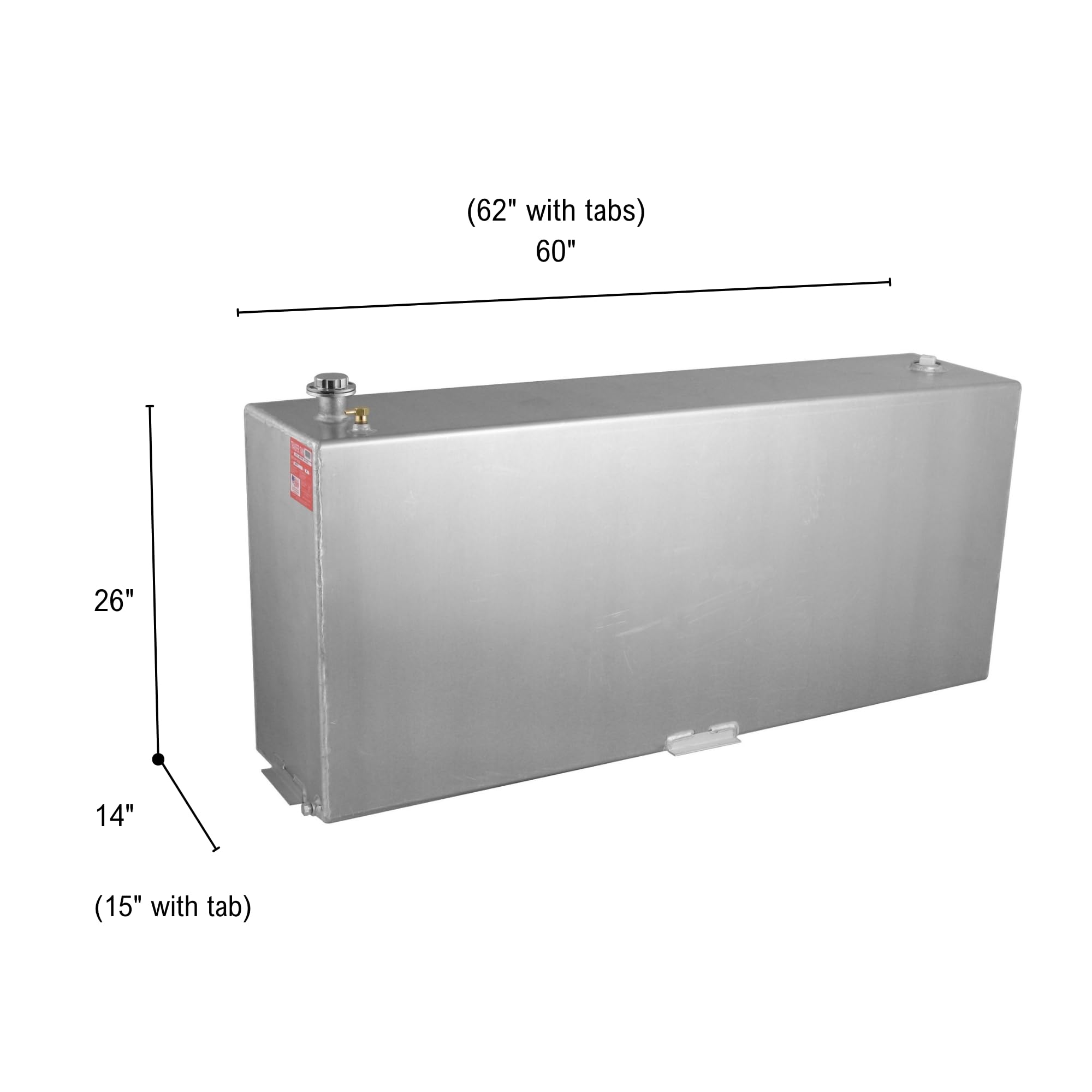 RDS MFG INC 72118 Vertical Transfer Fuel Tank - 90 Gallon Capacity 60" L x 14" W x 26" H, Silver Mill Finish Aluminum