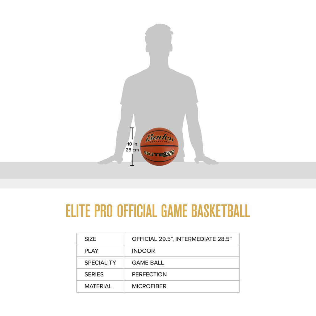 Baden | Elite Pro | Composite Indoor Game Basketball | Premium Quality for Professional Play | Youth, Women & Men's (Elite Pro - NFHS Approved, Size 7 (29.5"))