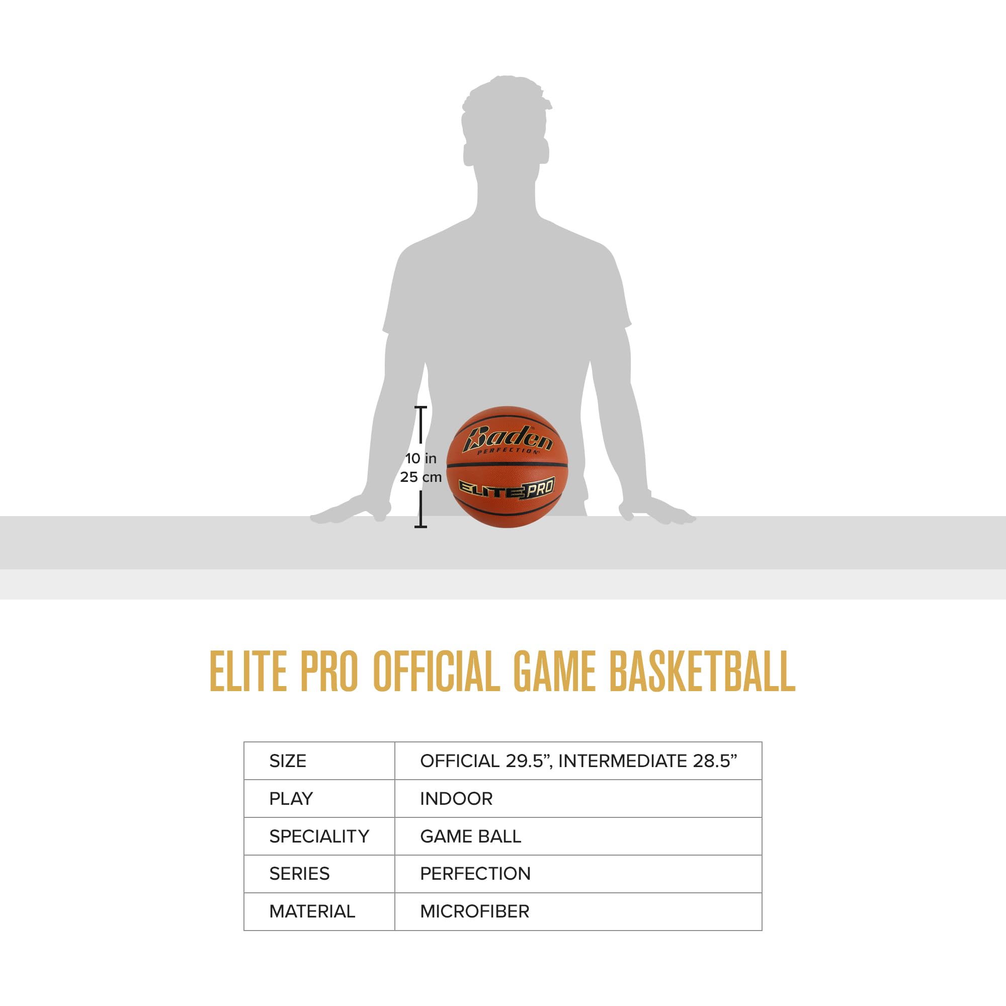 Baden | Elite Pro | Composite Indoor Game Basketball | Premium Quality for Professional Play | Youth, Women & Men's (Elite Pro - NFHS Approved, Size 7 (29.5"))