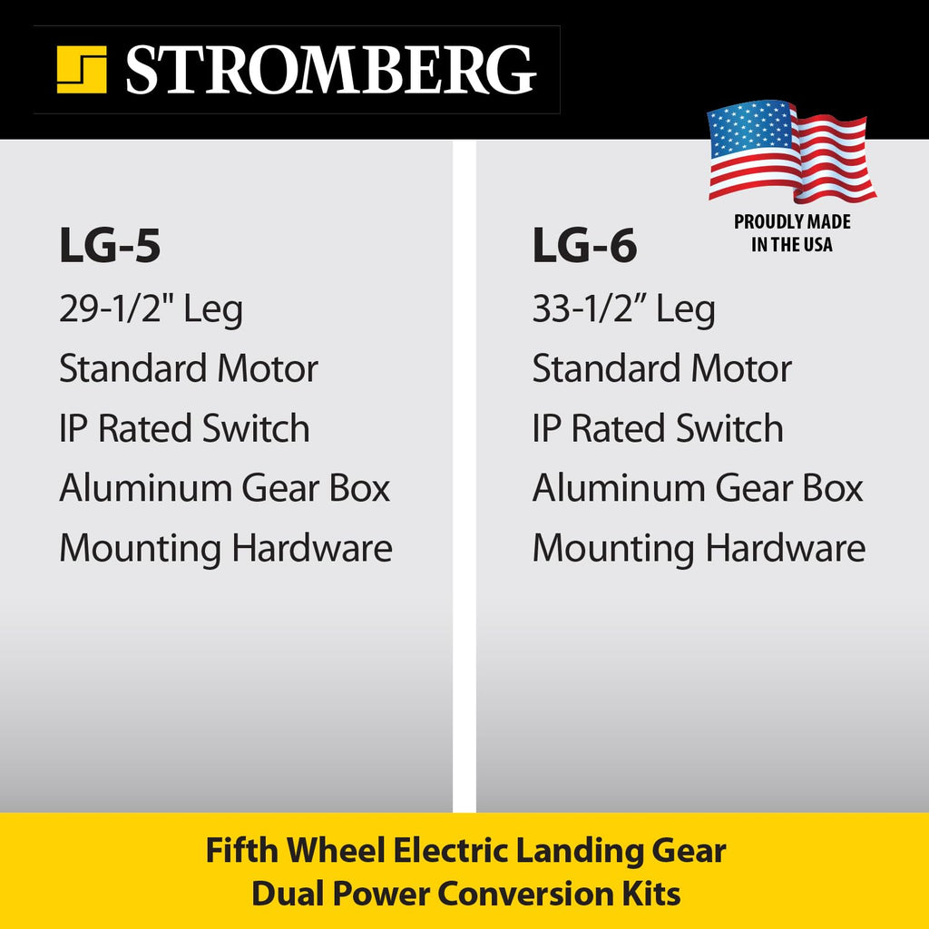 Stromberg Carlson LG-5 Dual Power Landing Gear Conversion Kit - 5th Wheel RV Landing Gear Replacement, Camper Stabilizer, Travel Trailer, Leveling Tool with 5000 lb Motor - 29.5" Lead Leg, 1 Side