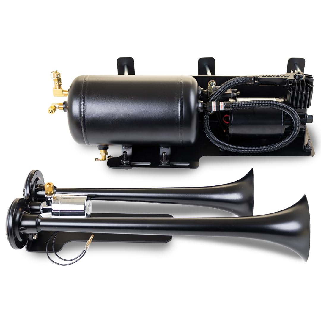 Kleinn Air Horns JeepKit-1 Complete Bolt-On Dual Air Horn Kit for Jeep Wrangler - Black
