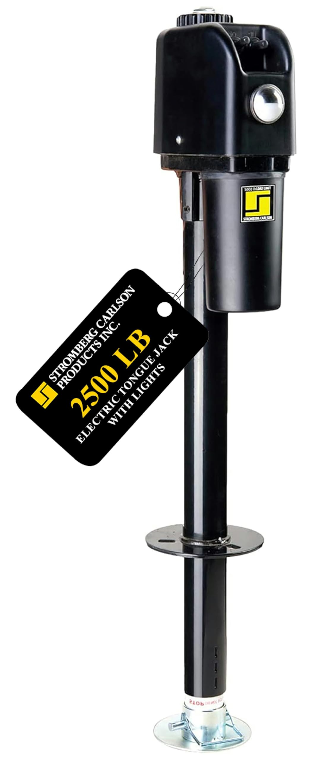 Stromberg Carlson JET-2500 Electric Tongue Jack - Heavy Duty Jack with Motor Protection, 18" Vertical Travel, Stabilizing, Leveling & Lifting RVs, Campers, Utility Trailers, Black, 2500 lb Capacity