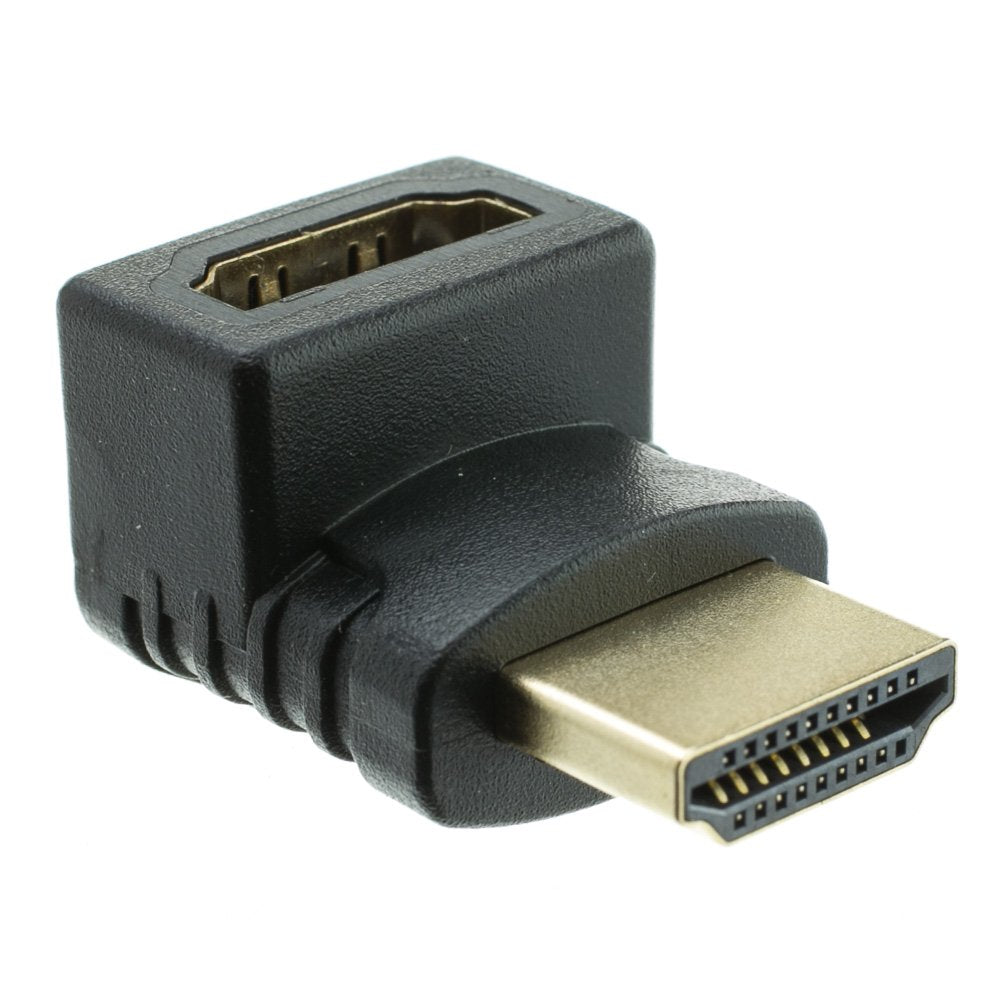CableWholesale HDMI High Speed Vertical 90 Degree Elbow Adapter - Up, HDMI Type-A Male to HDMI Type-A Female, 4K 60Hz, Black