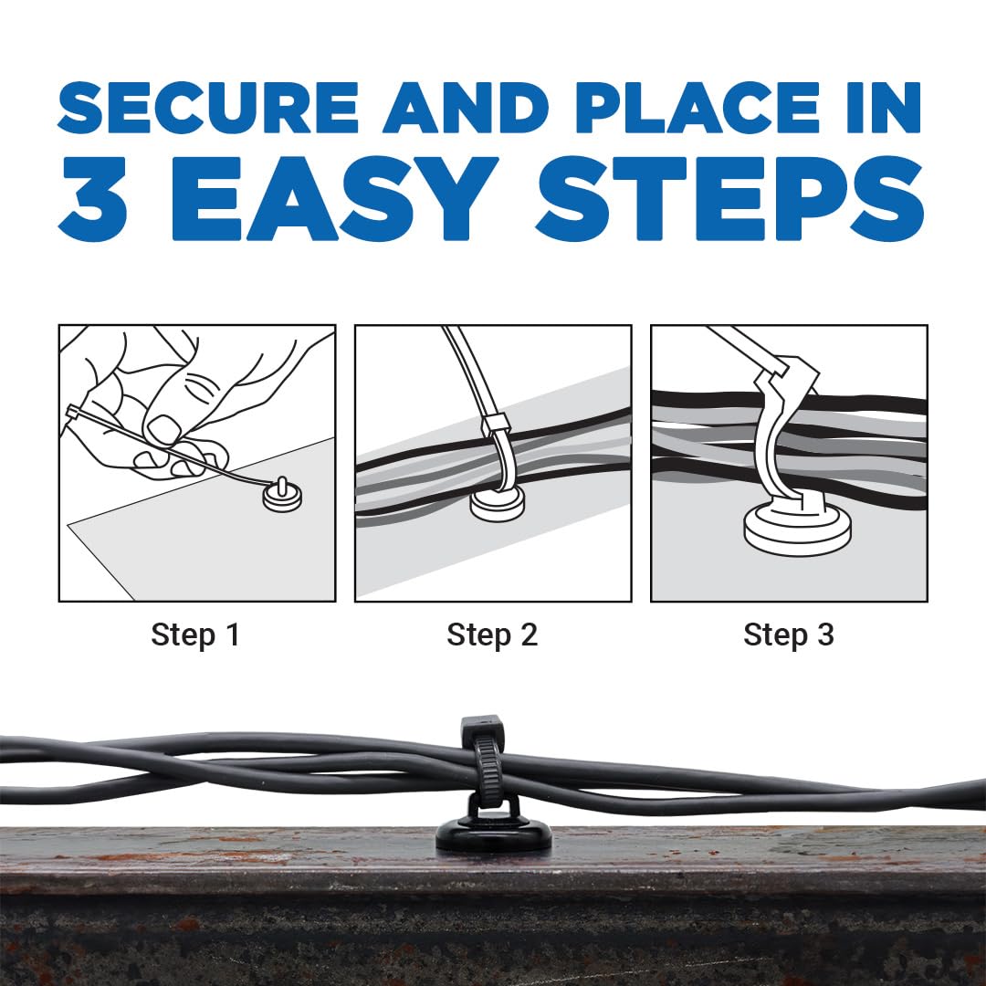 Mag Daddy Magnetic Cable Tie Mount - Small (Pack of 10, Black)