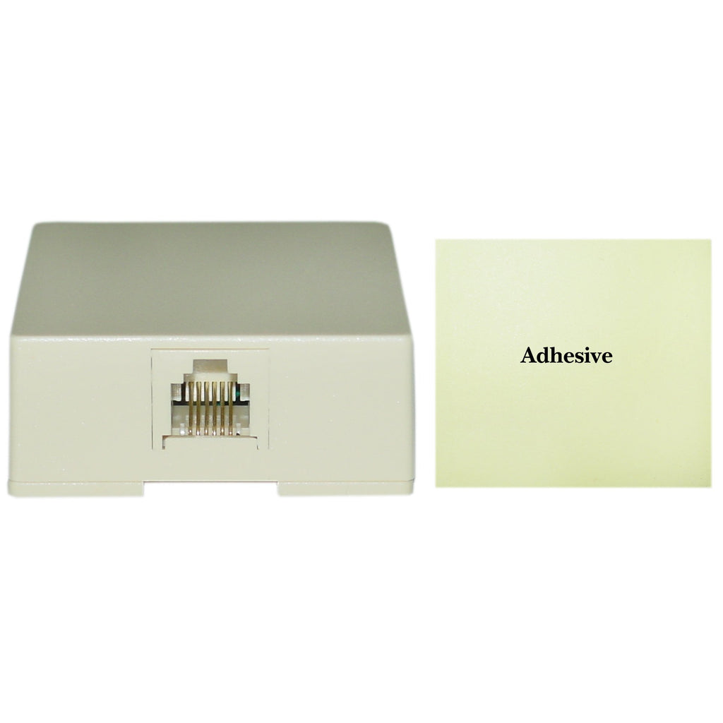 Phone Surface Mount Jack, Ivory, RJ11 / RJ12, Single Port Telephone Jack, Data/Voice, 6P6C (6 Pin 6 Conductor), CableWholesale