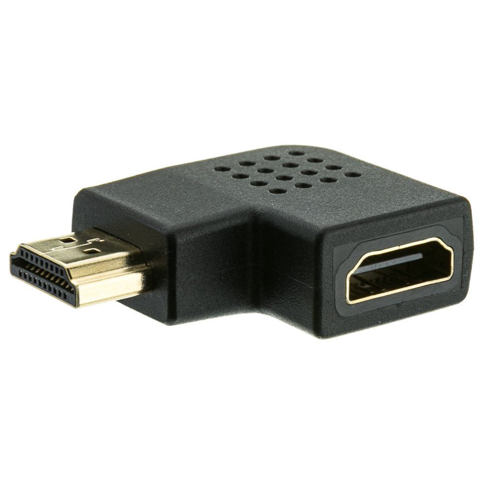 CableWholesale HDMI High Speed Horizontal 90 Degree Elbow Adapter - Right, HDMI Type-A Male to HDMI Type-A Female, 4K 60Hz, Black
