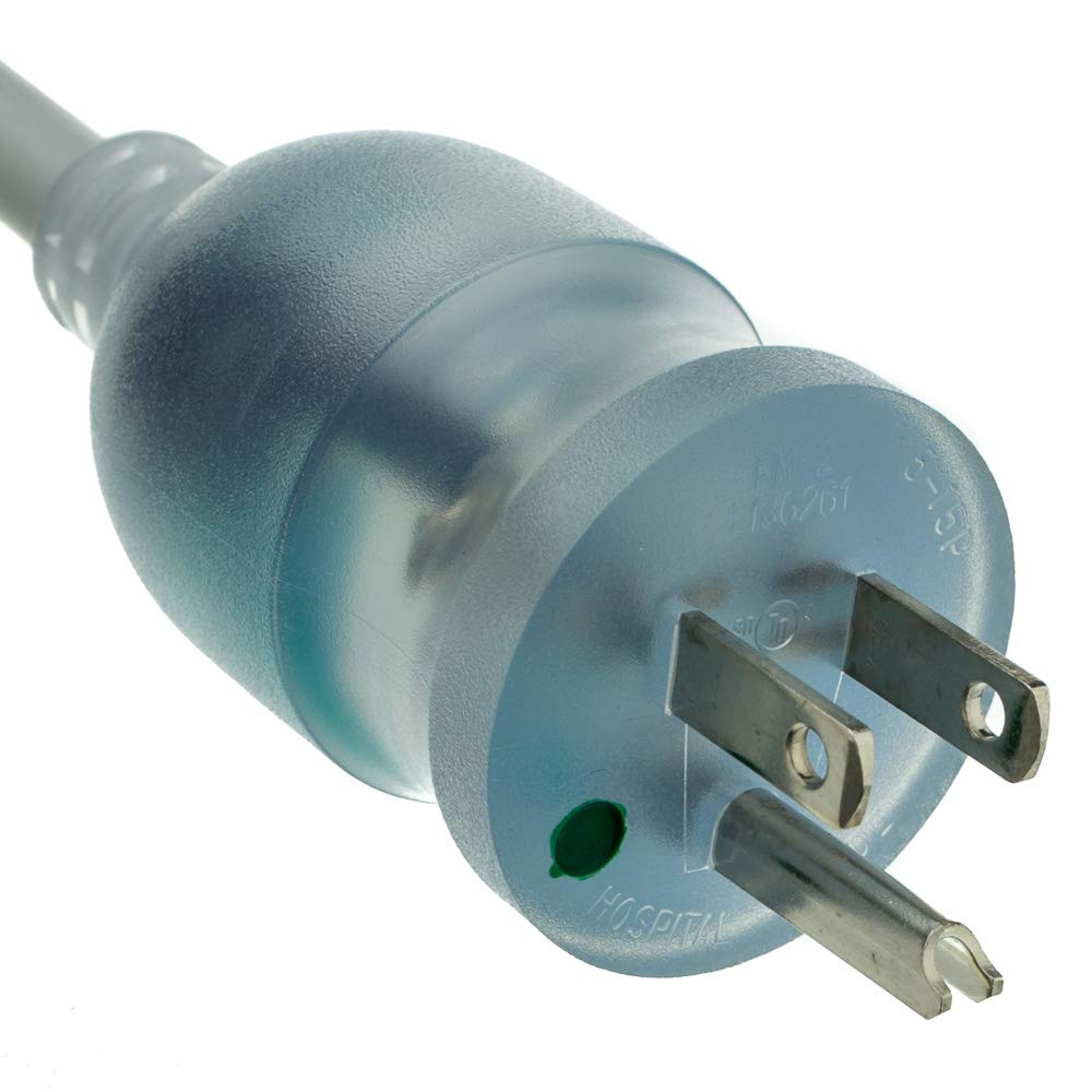 CableWholesale 6 feet Hospital Grade Green Dot Power Cord, Nema 5-15P Male to C13 Female Clear Plug, 14 AWG, SJT, 15 Amp/125 Volt, Power Supply Cord, Clear