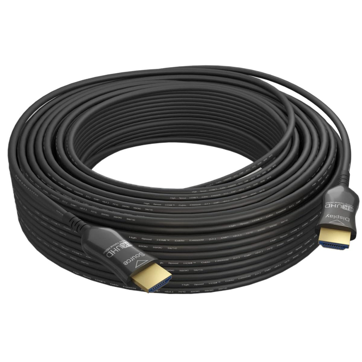 4K UHD HDMI Active Optical Cable - Slim, Flexible, in-Wall Rated CL3 for High-Definition AV Transmission, Black, 75 Feet
