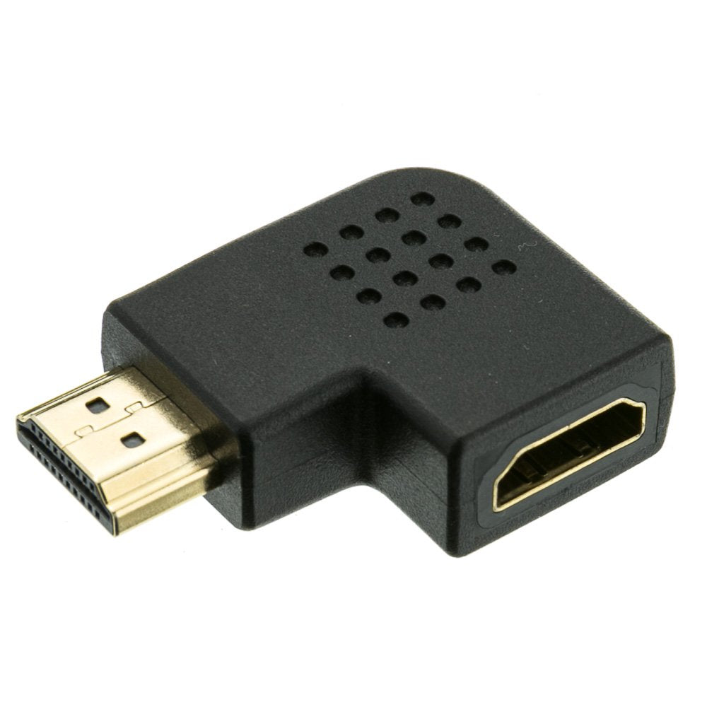 CableWholesale HDMI High Speed Horizontal 90 Degree Elbow Adapter - Right, HDMI Type-A Male to HDMI Type-A Female, 4K 60Hz, Black