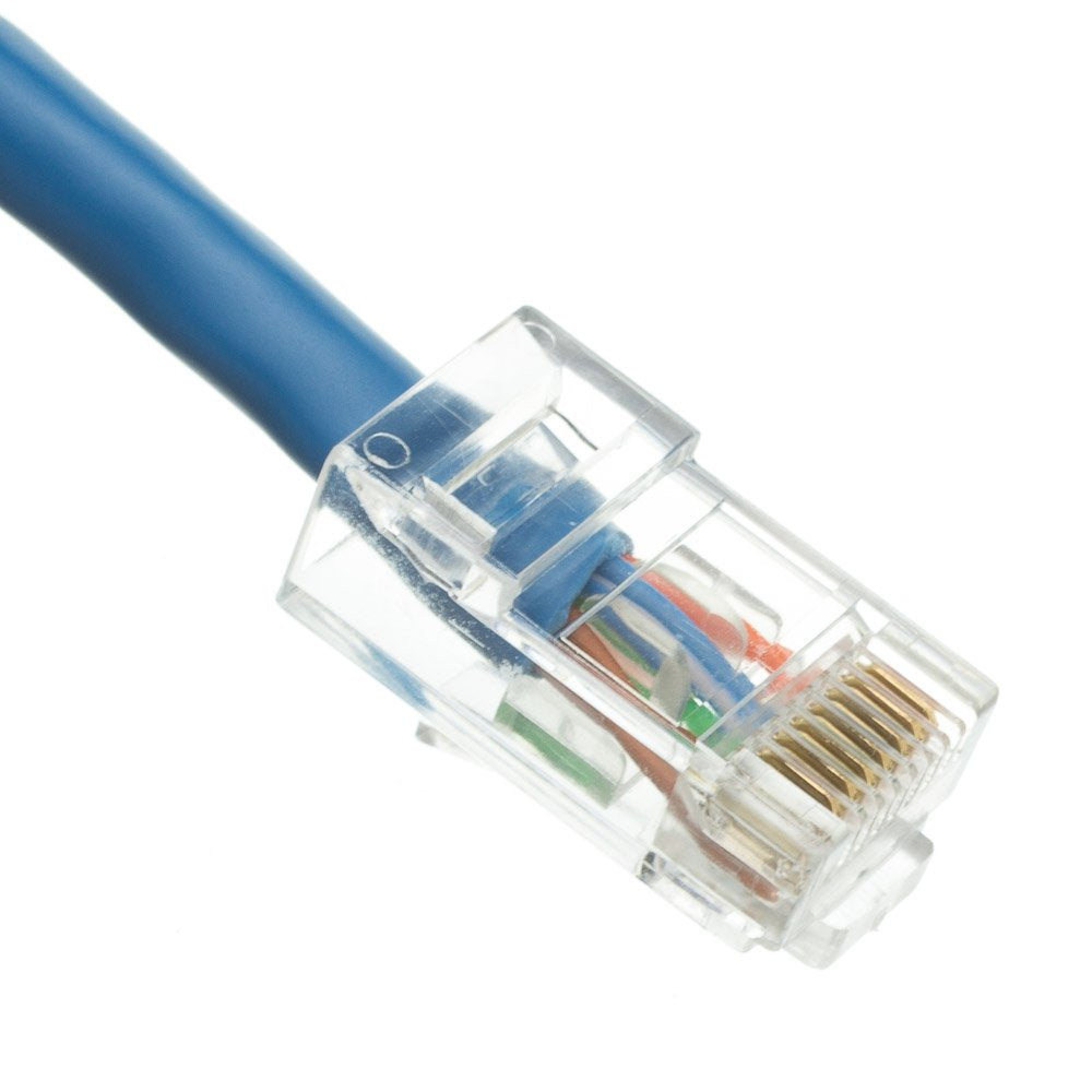 CableWholesale Cat5e Ethernet Cable, 24AWG Network Cable with RJ45 Gold Plated Connector, 4 Pair Stranded Bare Copper, Bootless Unshielded Twisted Pair (UTP) Internet Patch Cable, 50 Foot, Blue