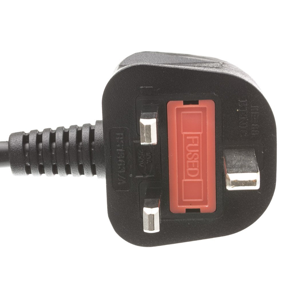 CableWholesale 6ft Computer/Monitor Power Cord with Fuse - BS 1363 to C13, VDE Approved - UK/England Compatible