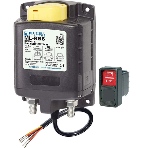 Blue Sea Systems 7702 ML-RBS 24V DC 500A Remote Battery Switch with Manual Control