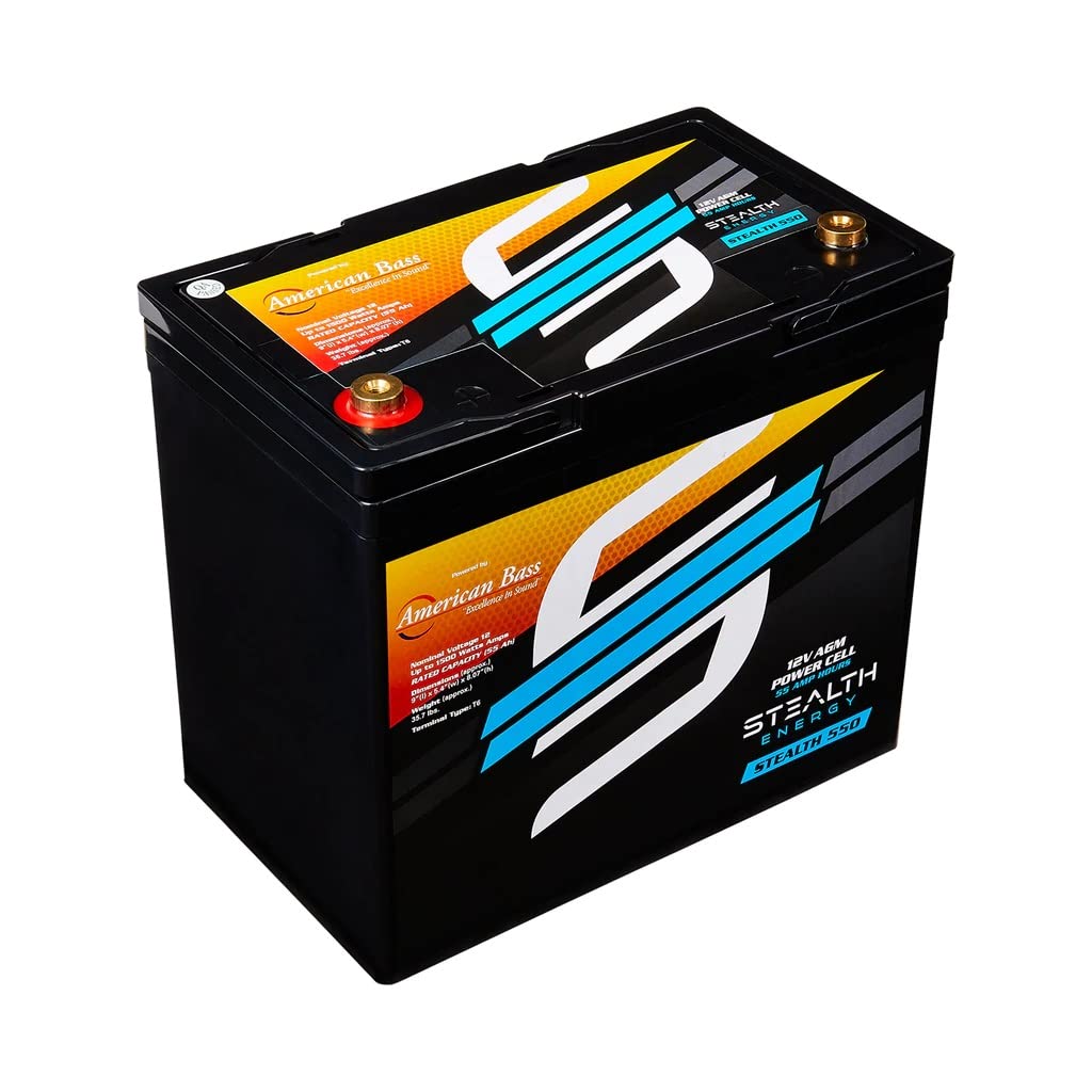 American Bass Stealth 550 Battery, 12V AGM, 55AH, Up to 1500W Amplifiers