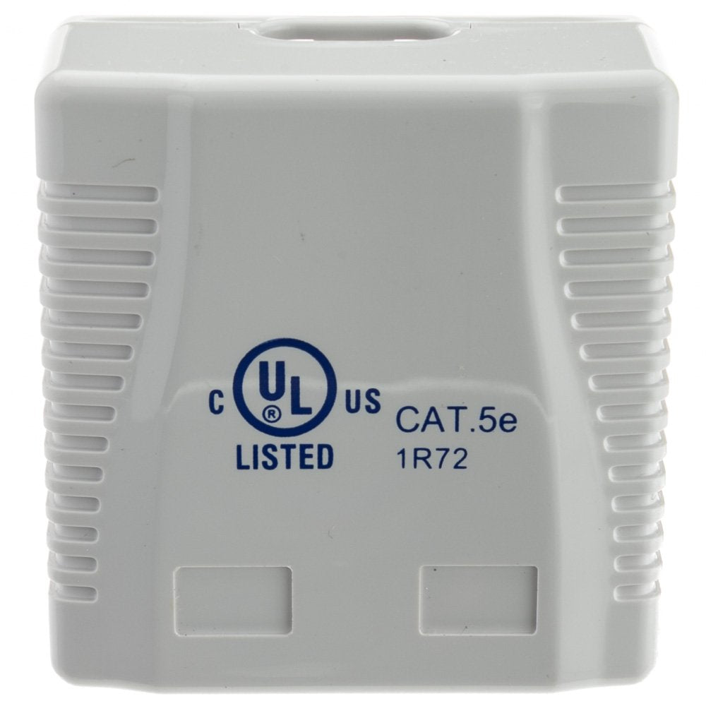 CableWholesale Cat5e Single Surface Mount Box, 2-Port, RJ45 Unshielded Female Port, White, Adhesive for Wall Mount