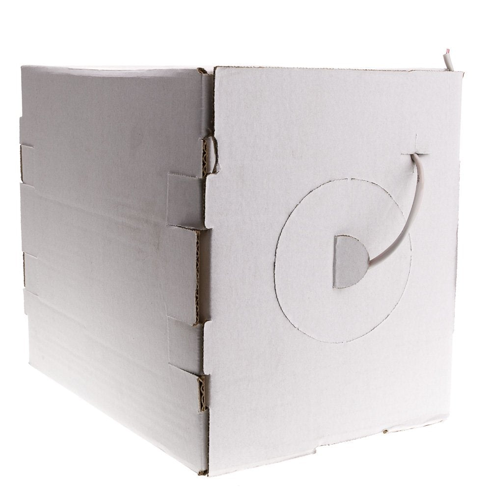 CableWholesale Speaker Cable, White, Pure Copper, CM/in-Wall Rated, 16/4 (16 AWG 4 Conductor), 65 Strand / 0.16mm, Pullbox, 500 feet
