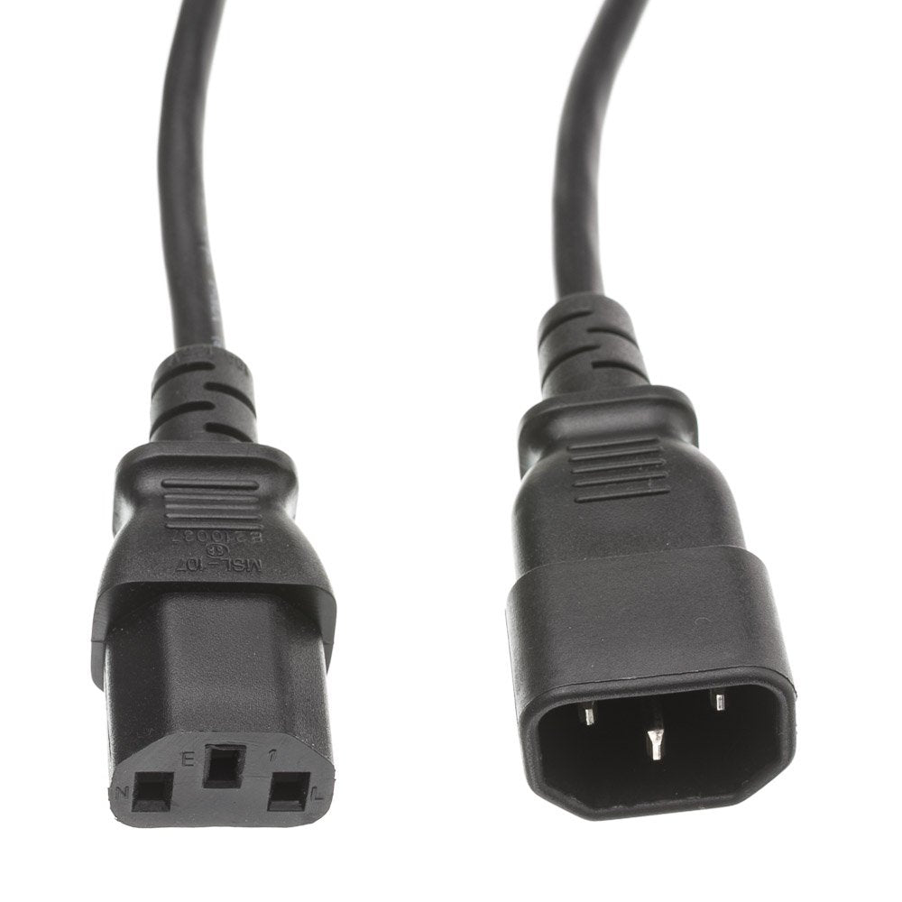 CableWholesale 25 feet Computer/Monitor Power Extension Cord, C13 Female to C14 Male Plug, 3 Pin, 18 AWG, SVT, 10 Amp, Power Extension Cable for PC/Monitor, C13 to C14 Power Extension Cord, Black