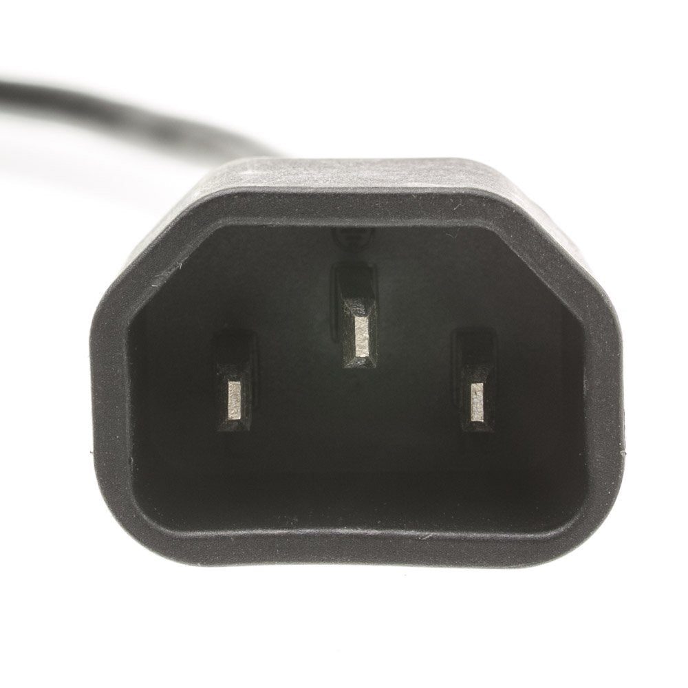 Computer/Monitor Power Cord Adapter, C14 Male to NEMA 5-15R Female, 10 Amp, 18 AWG, Extension Cord, 3 Foot, Black