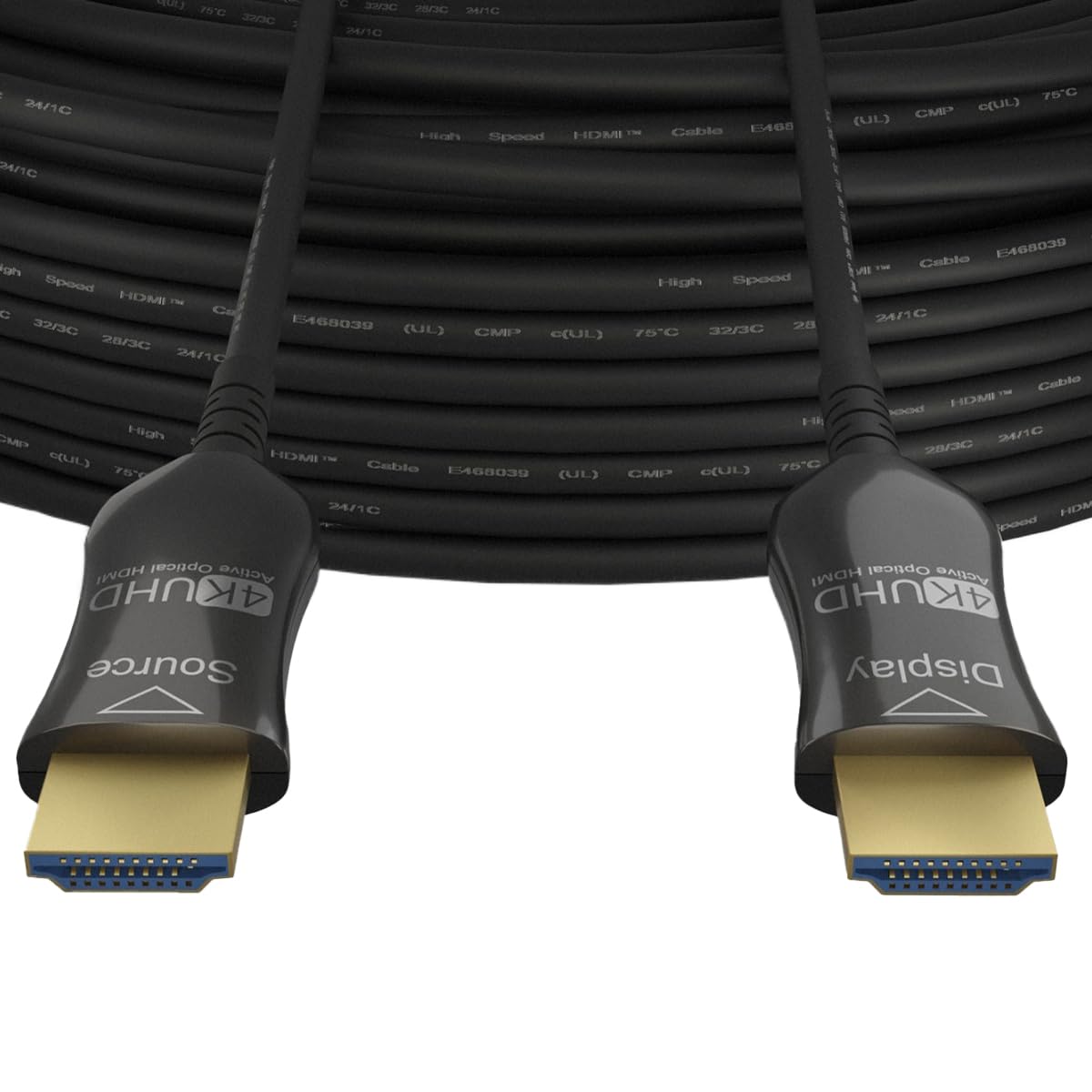 4K UHD HDMI Active Optical Cable - Slim, Flexible, in-Wall Rated CL3 for High-Definition AV Transmission, Black, 75 Feet